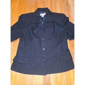 Atrium Collection Women 14 Black Short Sleeve Professional Blazer Jacket Vtg 90s